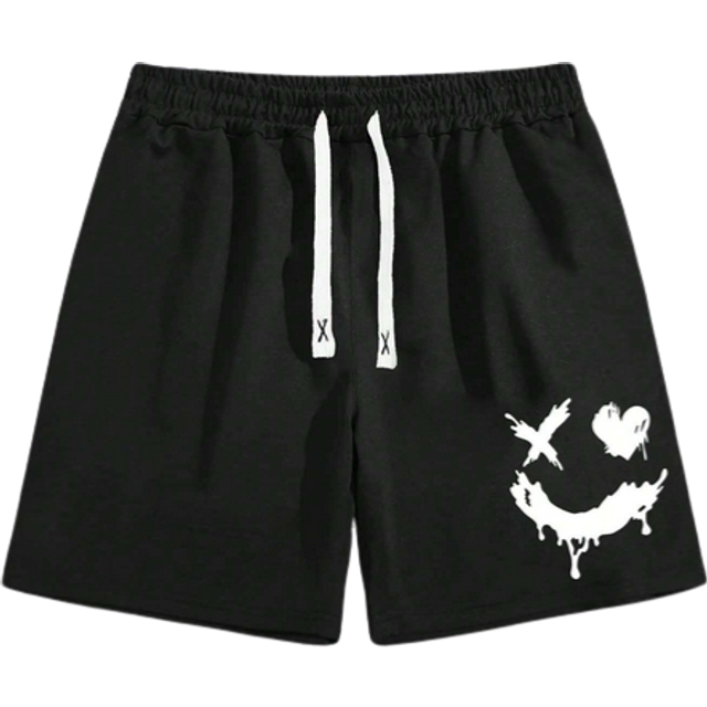 Manfinity Loose Fit Men&#39;s Cartoon Graphic Drawstring Waist Shorts Emo Going Out