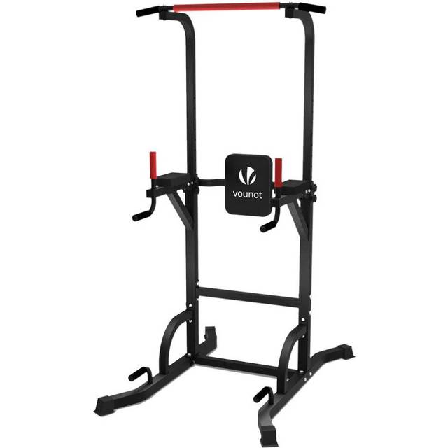 VOUNOT Power Tower with Backrest, Dip Station Pull Up Bar for Home Gym Strength Training, Workout Equipmen, Black