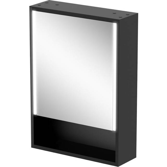 Artis Svelto LED Black Aluminium Mirror Cabinet with Demister Pad and Shaver Socket 500x700mm Mains