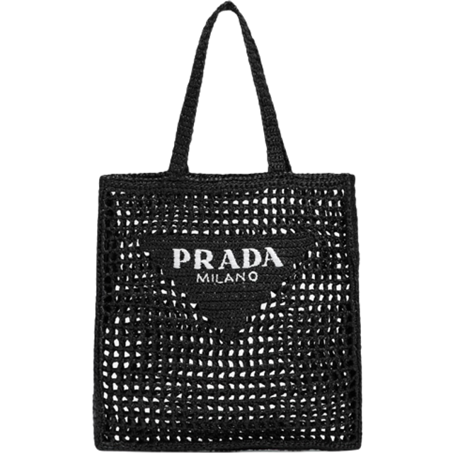 Prada Womens Black Logo-embellished Crochet Viscose Tote Bag 1 Size - BLACK