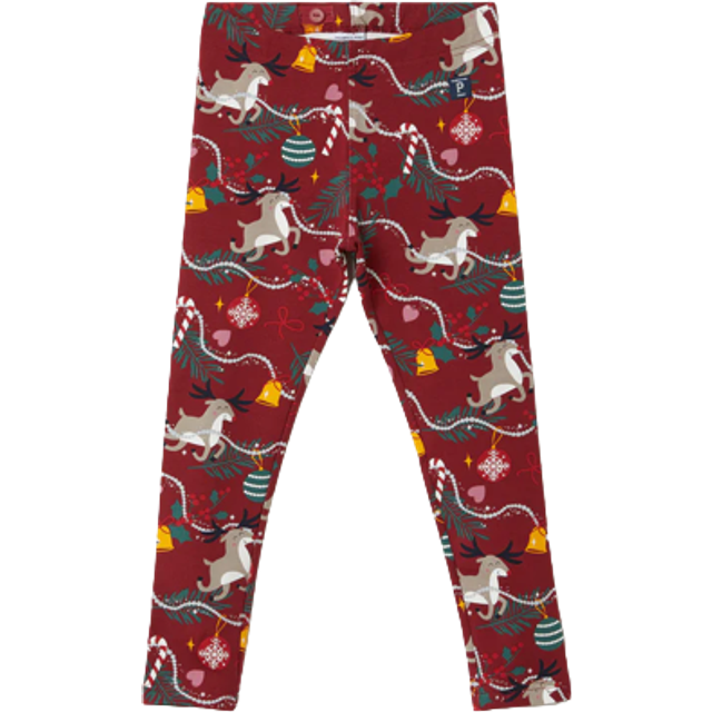 Christmas Floral Girls Leggings - Red - 1-1.5y x 86