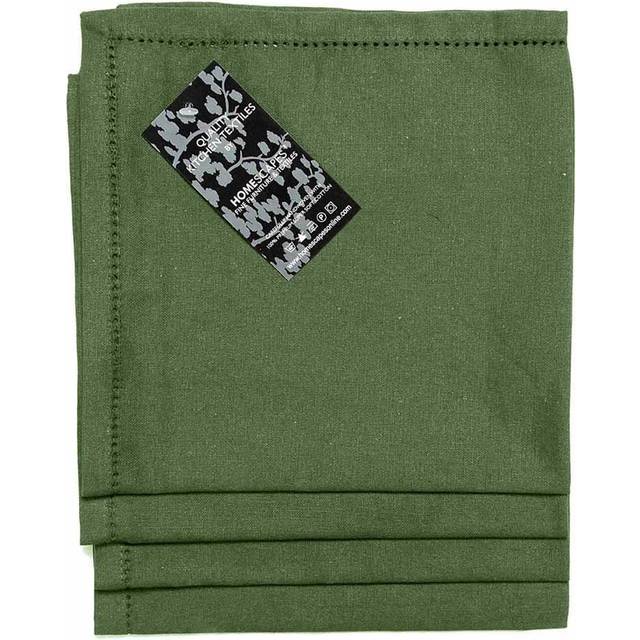 Homescapes Dark Olive Fabric 4 Napkins Set - Green