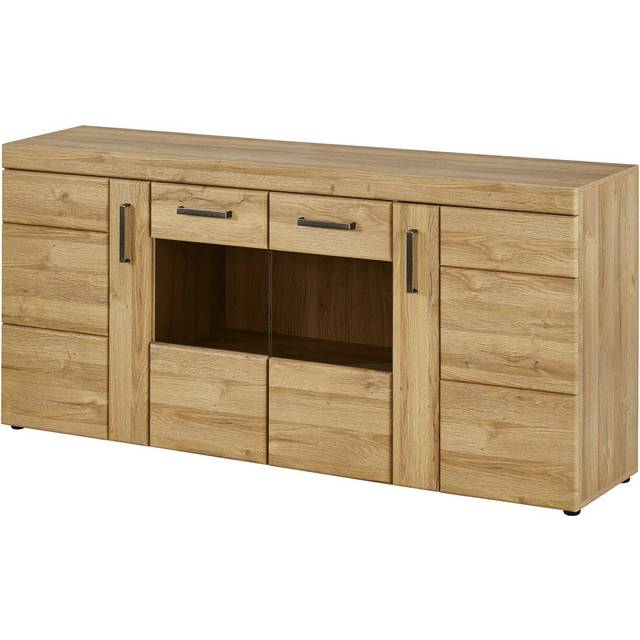 Florence Cortina 4 Door Grandson Oak Wide Glazed Sideboard - Furniture to Go - Brown - 40 x 185 x 86cm