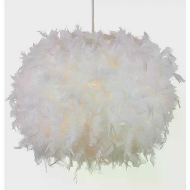 Litecraft Glow Light Shade Feather Ball 50cm Easy Fit Lampshade White