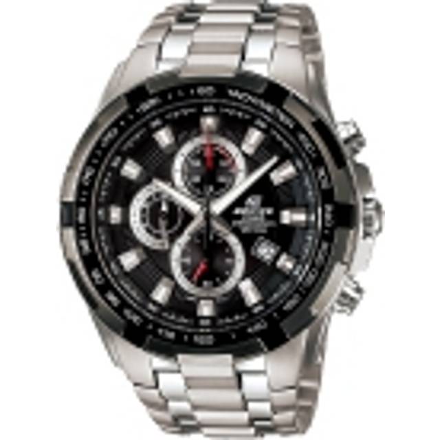 CASIO EDIFICE Classical Sports Waterproof Quartz Silver/ Mens Black Analog - BLACK - Free