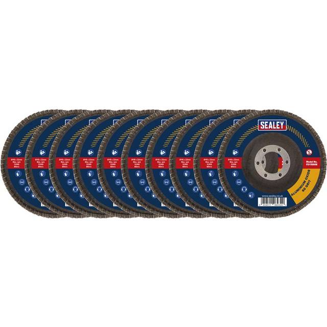 Sealey Fd115emix Assorted Grit Flap Discs Aluminium Oxide 115mm 22mm Bore 10pk