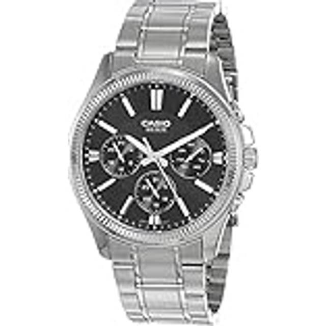 Casio Enticer Analog Stainless Steel Black Dial Quartz MTP-1375D-1AV Men&#39;s Watch