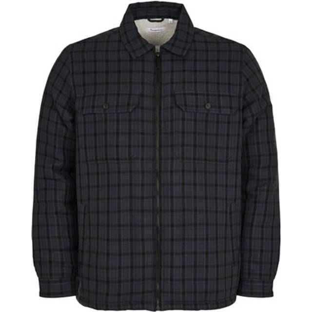 Knowledge Cotton Apparel Men's Teddy Lining Checked Overshirt Trekking Green, M