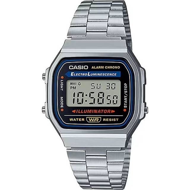 CASIO Unisex with Stainless Steel Bracelet Waterproof Mens Silver Digital - SILVER - Free