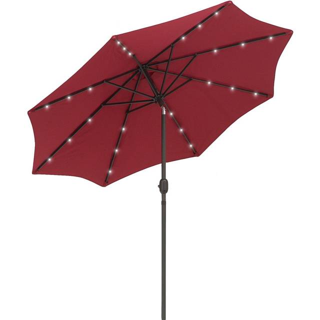 Outsunny 24 Led Solar Parasol - Illuminate Your Outdoor Evenings! | Wowcher - Red
