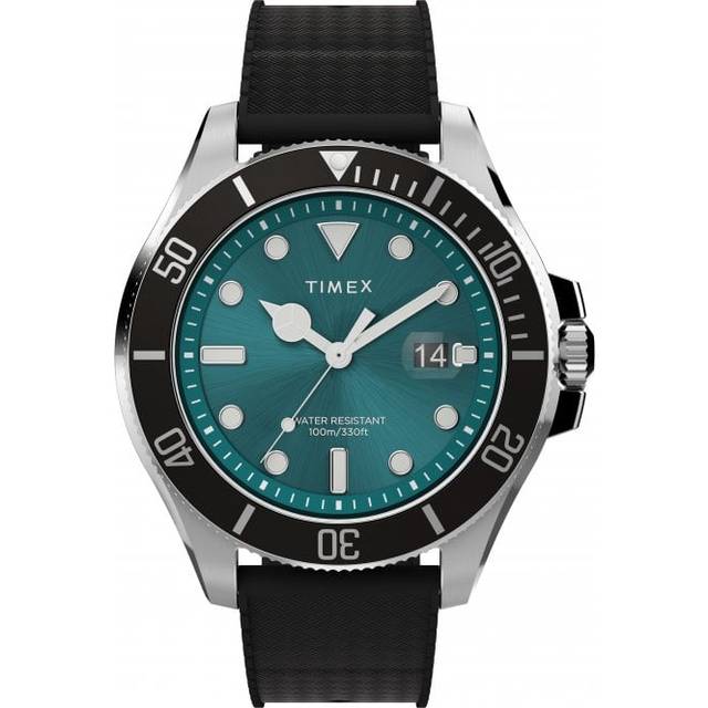 Timex Mens Harborside Coast Green Synthetic Rubber Strap TW2V91700 - Black