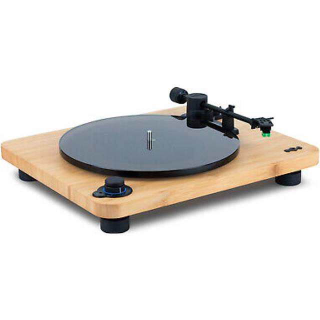 House of Marley Stir It Up trådlös Bluetooth skivspelare, Hållbart tillverkad bambuskivspelare, återvunnet tyg, USB till PC/MAC inspelning, dammskydd, bambu, svart, Amazon exklusivt