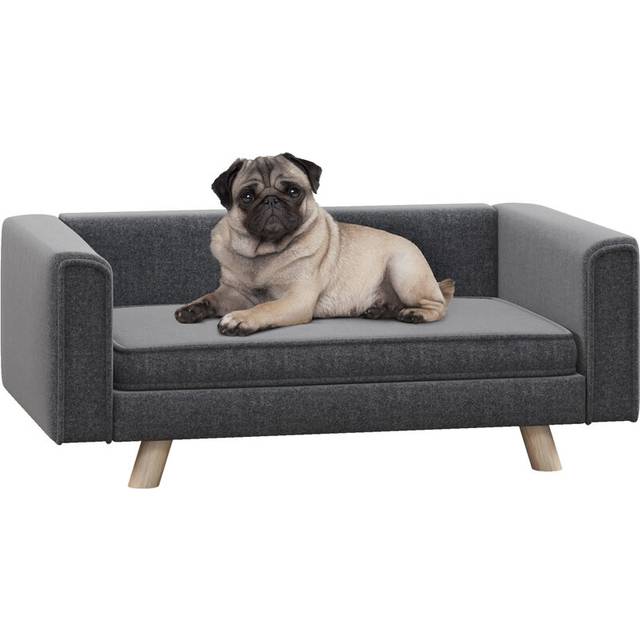 PawHut Elevated Dog Sofa Bed with Cushion for Medium and Small Dogs - Grey | TJ Hughes Multi