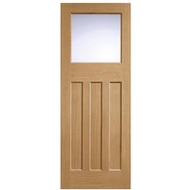 LPD DX Solid Core Internal Door - Unfinished - DX 30's Style Frost Glazed 1981 x 762mm Oak PPDXG30OAK