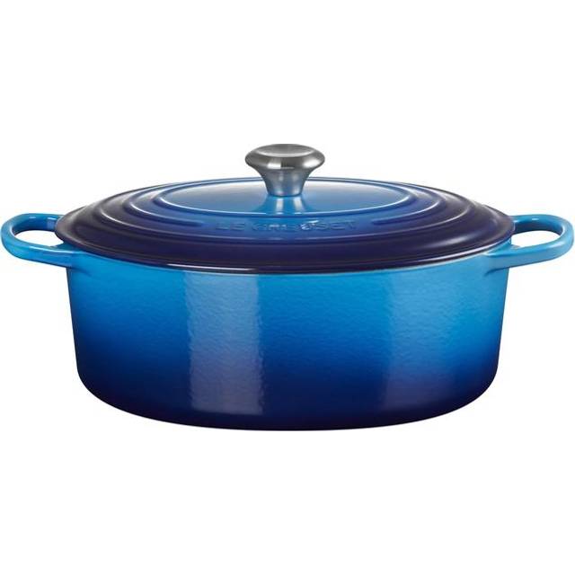 Le Creuset Signatur gjutjärnspanna med lock, Ø 31 cm, oval, lämplig för alla typer av spisar och induktion, volym: 6,3 l, 5,705 kg, Azure, 21178312202430