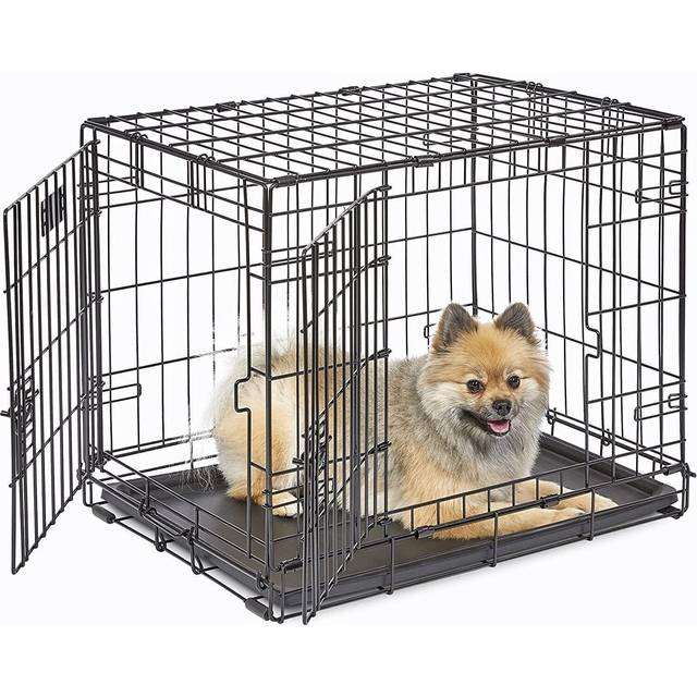 Foldable black dog cage pet crate medium puppy metal training carrier 24-inch