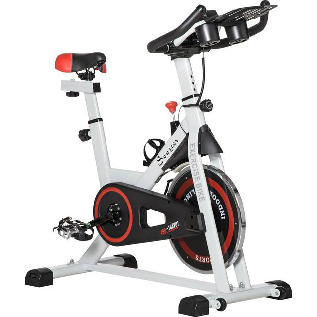 HOMCOM Upright Exercise Bike Machine - White