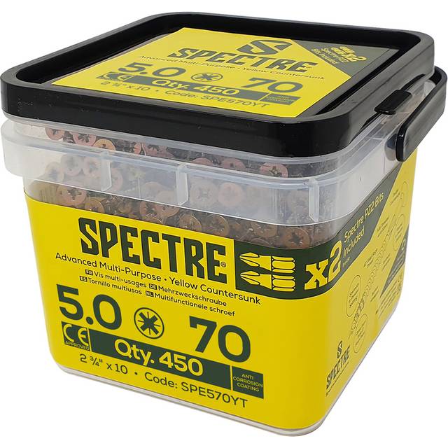 Forgefix Spectre Pz Compatible Wood Screw Csk ZYP 5.0 x 70mm Tub 450