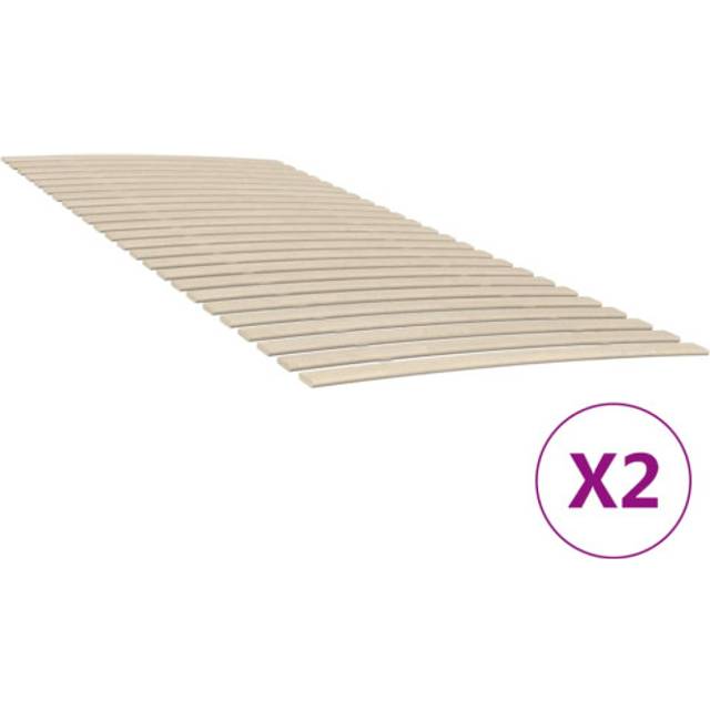 vidaXL Slatted Bed Bases with 48 Slats 2 pcs 90x200 cm - Brown