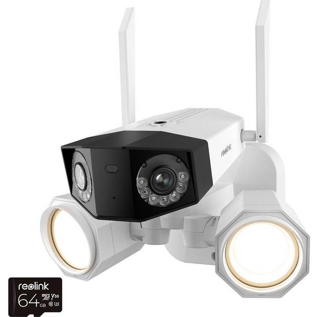 Reolink 4K 8MP Floodlight Dual-Lens with 180&#xB0; Panorama View 2.4/5GHz Wi-Fi Duo Cam with 64GB SD Card