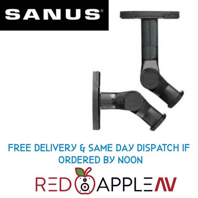 Pair of Sanus WMS3 Black Satellite Speaker Wall Mounts With Tilt & Swivel