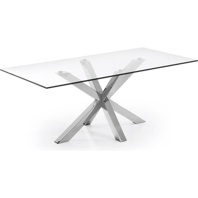 Argo glass table with stainless steel legs 200 x 100 cm - Clear