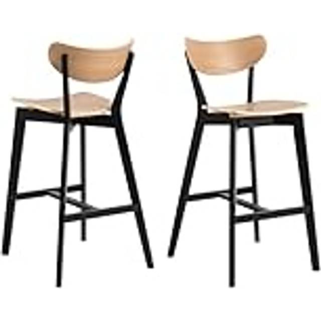 Roxby Bar Stool, Black And Oak Set Of 2