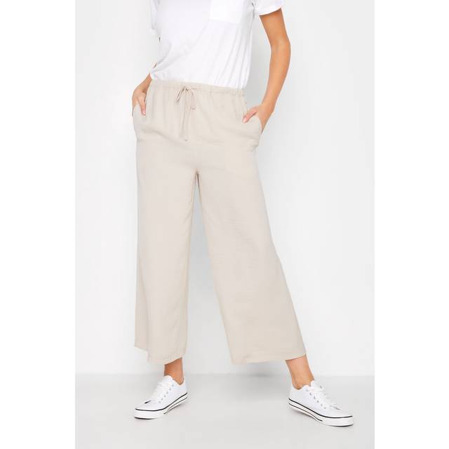 Lts Tall Stone Brown Lightweight Twill Cropped Trousers 25"/64cm > 18 Lts | Tall Women's Wide Leg Trousers - 25"/64cm 18