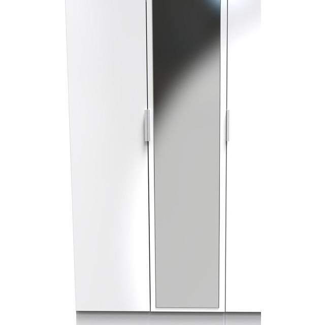 Crowndale Plymouth 3 Door Gloss White Tall Mirror Wardrobe