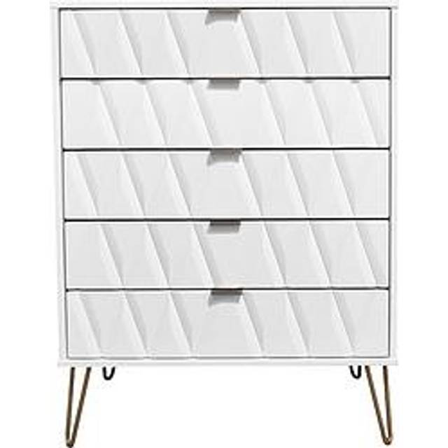 Crowndale Diamond 5 Drawer Matt Indigo and White Chest of Drawers - 5 Drawers