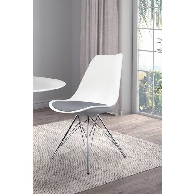 Fusion Living Soho Plastic Dining Chair With Chrome Metal Legs White & Dark Grey, Grey