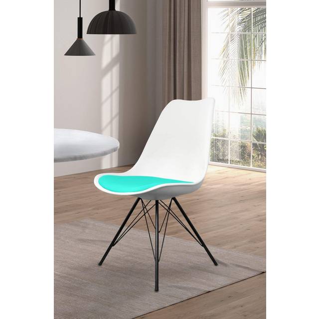 Fusion Living Soho White Plastic Dining Chair - Aqua
