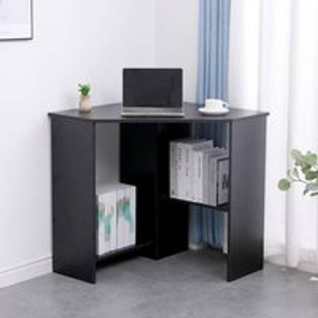 (Black) Wellington Computer Desk PC Laptop Table Corner Home Office Study Gaming