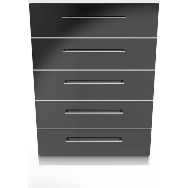 Welcome Furniture Ready Assembled Worcester 5 Drawer Chest In Black & White, Black
