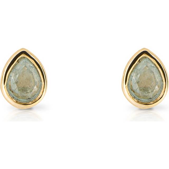 Gold Plated Birthstone March Aquamarine Earrings E6204