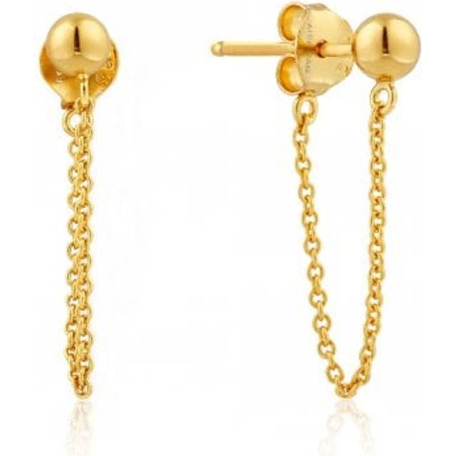 Silver Shiny Gold Plated Modern Chain Stud Earrings E002-06G