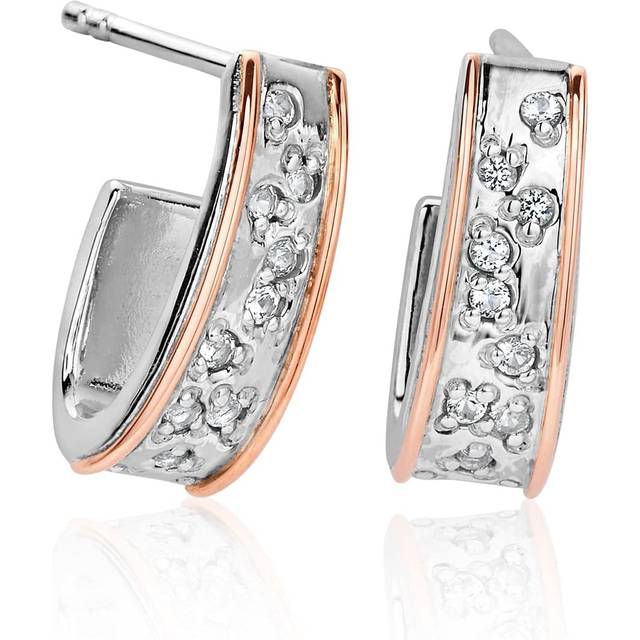Cariad® Sterling Silver Sparkle Half-Hoop Earrings with Topaz