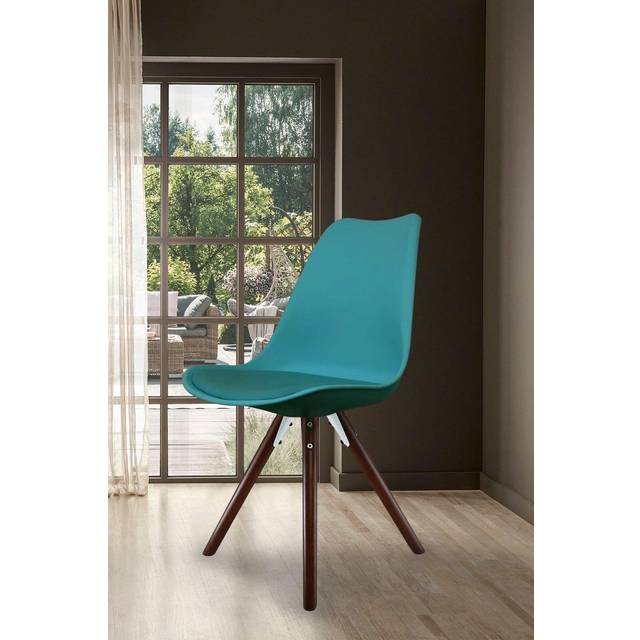 Fusion Living Soho Plastic Dining Chair with Pyramid Legs - Teal