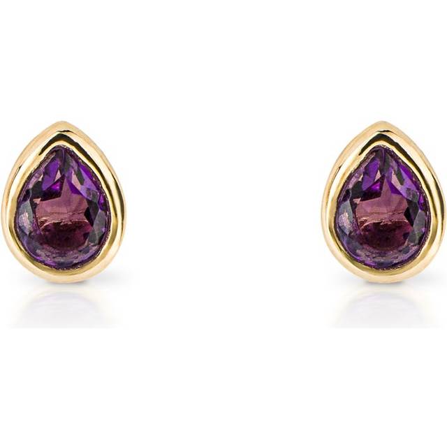 Gold Plated Birthstone February Amethyst Earrings E6203