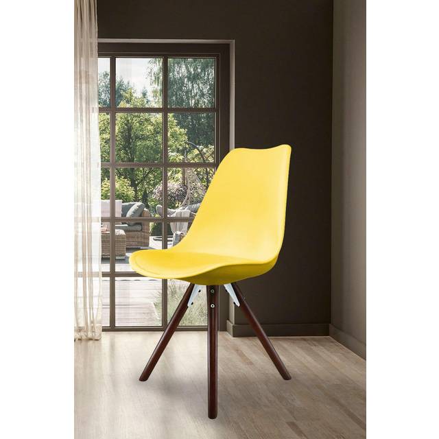 Fusion Living Soho Plastic Dining Chair with Pyramid Legs - Yellow