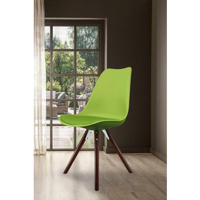 Fusion Living Soho Plastic Dining Chair with Pyramid Legs - Green