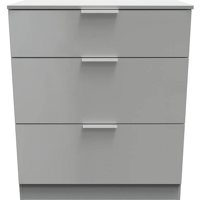 Crowndale Plymouth 3 Drawer Uniform Gloss and Dusk Grey Deep Chest of Drawers - 3 Drawers