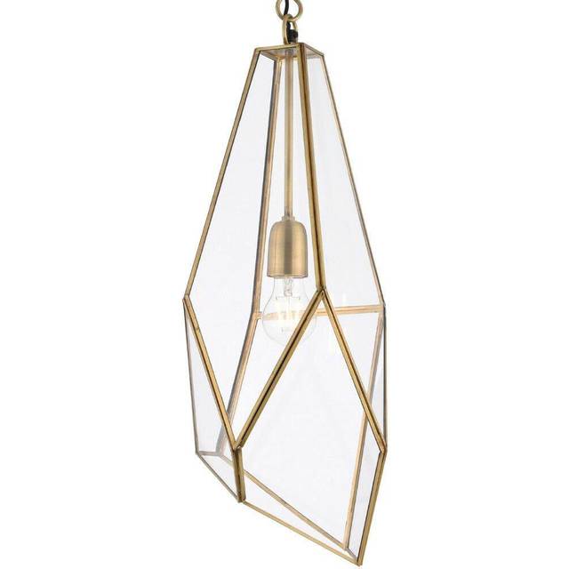 Hanging Ceiling Pendant Light Brass & Glass Shade Modern Lamp Bulb Feature Rose