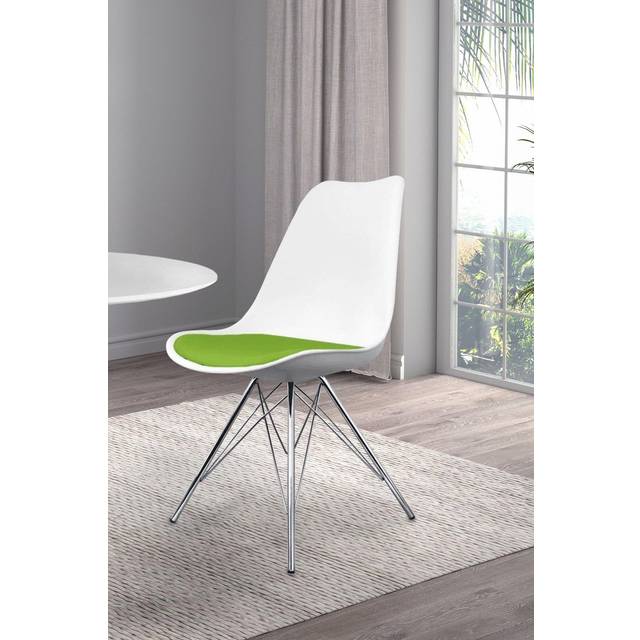Fusion Living Soho Plastic Dining Chair With Chrome Metal Legs White & Green, Green