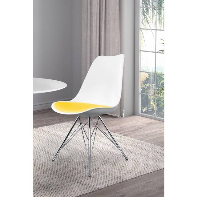 Fusion Living Soho Plastic Dining Chair With Chrome Metal Legs White & Yellow, Yellow