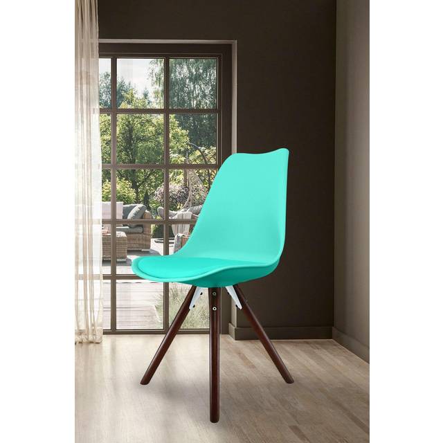 Fusion Living Soho Plastic Dining Chair with Pyramid Legs - Aqua