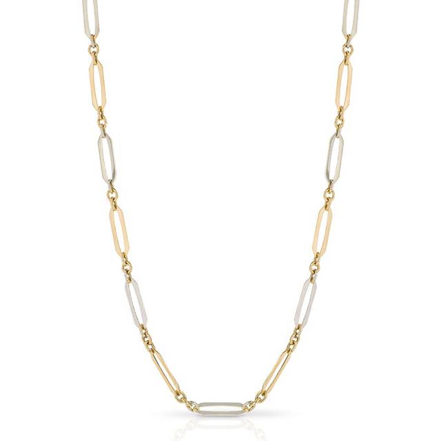 9ct Yellow and White Gold Elongated Link Chain 45cm GN364