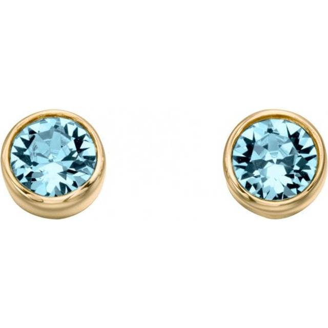 March Yellow Gold Plated Birthstone Earrings with Swarovski Crystal E1539