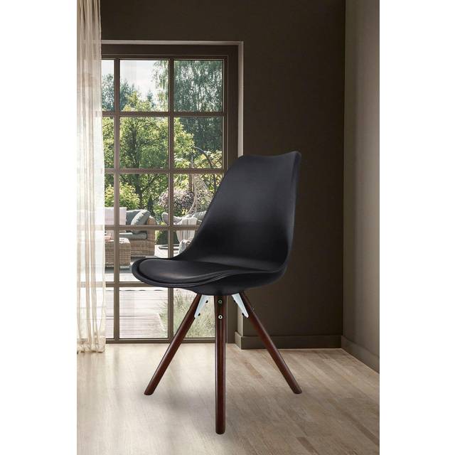 Fusion Living Soho Plastic Dining Chair with Pyramid Legs - Black