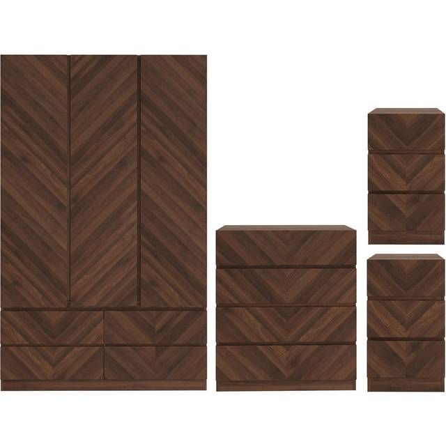 GFW Catania Royal Walnut 4 Piece Bedroom Furniture Set - Wood